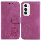 For OPPO Reno12 5G Global Little Tiger Embossed Leather Phone Case(Rose Red) - 1