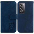 For OPPO Reno12 Pro 5G Global Little Tiger Embossed Leather Phone Case(Dark Blue) - 1