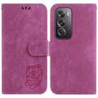 For OPPO Reno12 Pro 5G Global Little Tiger Embossed Leather Phone Case(Rose Red) - 1