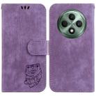 For OPPO Reno12 F 5G Little Tiger Embossed Leather Phone Case(Purple) - 1