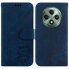 For OPPO Reno12 F 5G Little Tiger Embossed Leather Phone Case(Dark Blue) - 1