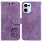 For OPPO Reno13 Global Little Tiger Embossed Leather Phone Case(Purple) - 1