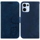 For OPPO Reno13 Global Little Tiger Embossed Leather Phone Case(Dark Blue) - 1