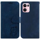 For OPPO Reno13 Pro Global Little Tiger Embossed Leather Phone Case(Dark Blue) - 1