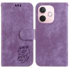 For OPPO A5 Pro 5G Little Tiger Embossed Leather Phone Case(Purple) - 1