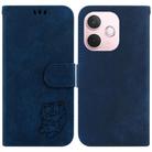 For OPPO A5 Pro 5G Little Tiger Embossed Leather Phone Case(Dark Blue) - 1