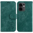 For OPPO Reno13 F 4G / 5G Little Tiger Embossed Leather Phone Case(Green) - 1