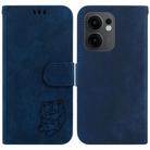 For OPPO Reno13 F 4G / 5G Little Tiger Embossed Leather Phone Case(Dark Blue) - 1
