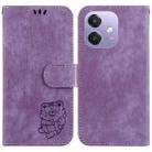 For OPPO A5x 5G / A3 4G / 5G / A3x 4G / 5G Little Tiger Embossed Leather Phone Case(Purple) - 1