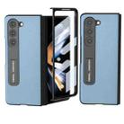 For Samsung Galaxy Z Fold5 ABEEL Integrated Arashi Texture PU Phone Case with Holder(Curtain Blue) - 1