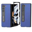 For Samsung Galaxy Z Fold5 ABEEL Integrated Arashi Texture PU Phone Case with Holder(Deep Sea) - 1