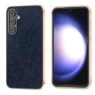 For Samsung Galaxy S23 FE 5G Plating Retro Litchi Texture PU Phone Case(Blue) - 1