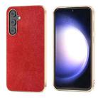 For Samsung Galaxy S23 FE 5G Plating Retro Litchi Texture PU Phone Case(Red) - 1