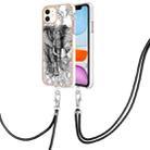 For iPhone 11 Electroplating Dual-side IMD Phone Case with Lanyard(Totem Elephant) - 1