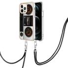 For iPhone 12 Pro Max Electroplating Dual-side IMD Phone Case with Lanyard(Retro Radio) - 1