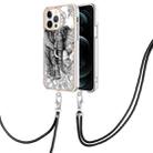For iPhone 12 / 12 Pro Electroplating Dual-side IMD Phone Case with Lanyard(Totem Elephant) - 1