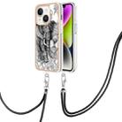 For iPhone 13 Electroplating Dual-side IMD Phone Case with Lanyard(Totem Elephant) - 1