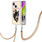 For iPhone 14 Electroplating Dual-side IMD Phone Case with Lanyard(Lucky Dog) - 1