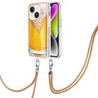 For iPhone 14 Plus Electroplating Dual-side IMD Phone Case with Lanyard(Draft Beer) - 1