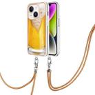 For iPhone 15 Plus Electroplating Dual-side IMD Phone Case with Lanyard(Draft Beer) - 1
