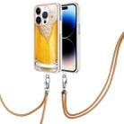 For iPhone 15 Pro Electroplating Dual-side IMD Phone Case with Lanyard(Draft Beer) - 1