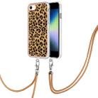 For iPhone SE 2022 / SE 2020 / 8 / 7 Electroplating Dual-side IMD Phone Case with Lanyard(Leopard Print) - 1