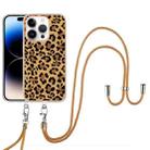 For iPhone 16 Pro Max Electroplating Dual-side IMD Phone Case with Lanyard(Leopard Print) - 2