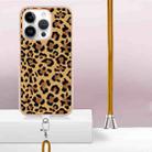 For iPhone 16 Pro Max Electroplating Dual-side IMD Phone Case with Lanyard(Leopard Print) - 3