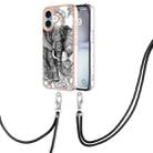 For iPhone 16 Plus Electroplating Dual-side IMD Phone Case with Lanyard(Totem Elephant) - 1