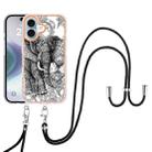 For iPhone 16 Plus Electroplating Dual-side IMD Phone Case with Lanyard(Totem Elephant) - 2