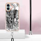 For iPhone 16 Plus Electroplating Dual-side IMD Phone Case with Lanyard(Totem Elephant) - 3