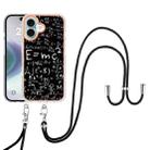 For iPhone 16 Plus Electroplating Dual-side IMD Phone Case with Lanyard(Equation) - 2