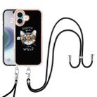 For iPhone 16 Plus Electroplating Dual-side IMD Phone Case with Lanyard(Natural Growth) - 2