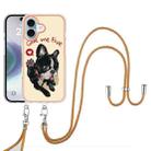 For iPhone 16 Plus Electroplating Dual-side IMD Phone Case with Lanyard(Lucky Dog) - 2