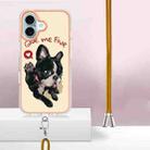 For iPhone 16 Plus Electroplating Dual-side IMD Phone Case with Lanyard(Lucky Dog) - 3