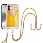 For iPhone 16 Plus Electroplating Dual-side IMD Phone Case with Lanyard(Draft Beer) - 2