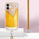 For iPhone 16 Plus Electroplating Dual-side IMD Phone Case with Lanyard(Draft Beer) - 3