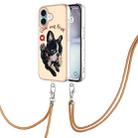 For iPhone 16 Electroplating Dual-side IMD Phone Case with Lanyard(Lucky Dog) - 1