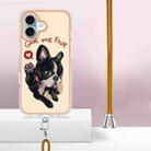 For iPhone 16 Electroplating Dual-side IMD Phone Case with Lanyard(Lucky Dog) - 3