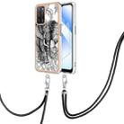 For OPPO A55 5G / A53s 5G / A54 4G Electroplating Dual-side IMD Phone Case with Lanyard(Totem Elephant) - 1
