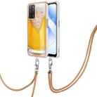 For OPPO A55 5G / A53s 5G / A54 4G Electroplating Dual-side IMD Phone Case with Lanyard(Draft Beer) - 1