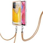 For OPPO A74 / A93 5G / A54 5G / A93s 5G Electroplating Dual-side IMD Phone Case with Lanyard(Draft Beer) - 1