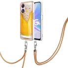 For OPPO A78 / A58 Electroplating Dual-side IMD Phone Case with Lanyard(Draft Beer) - 1