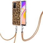 For OPPO A94 5G / A95 5G Electroplating Dual-side IMD Phone Case with Lanyard(Leopard Print) - 1