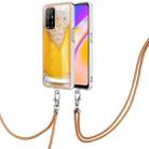 For OPPO A94 5G / A95 5G Electroplating Dual-side IMD Phone Case with Lanyard(Draft Beer) - 1