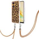 For OPPO Reno8 T 4G Electroplating Dual-side IMD Phone Case with Lanyard(Leopard Print) - 1