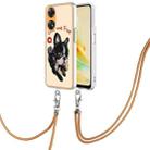 For OPPO Reno8 T 4G Electroplating Dual-side IMD Phone Case with Lanyard(Lucky Dog) - 1