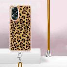 For OPPO A58 4G Electroplating Dual-side IMD Phone Case with Lanyard(Leopard Print) - 3