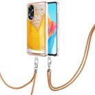 For OPPO A58 4G Electroplating Dual-side IMD Phone Case with Lanyard(Draft Beer) - 1