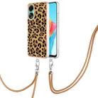 For OPPO A78 4G Electroplating Dual-side IMD Phone Case with Lanyard(Leopard Print) - 1